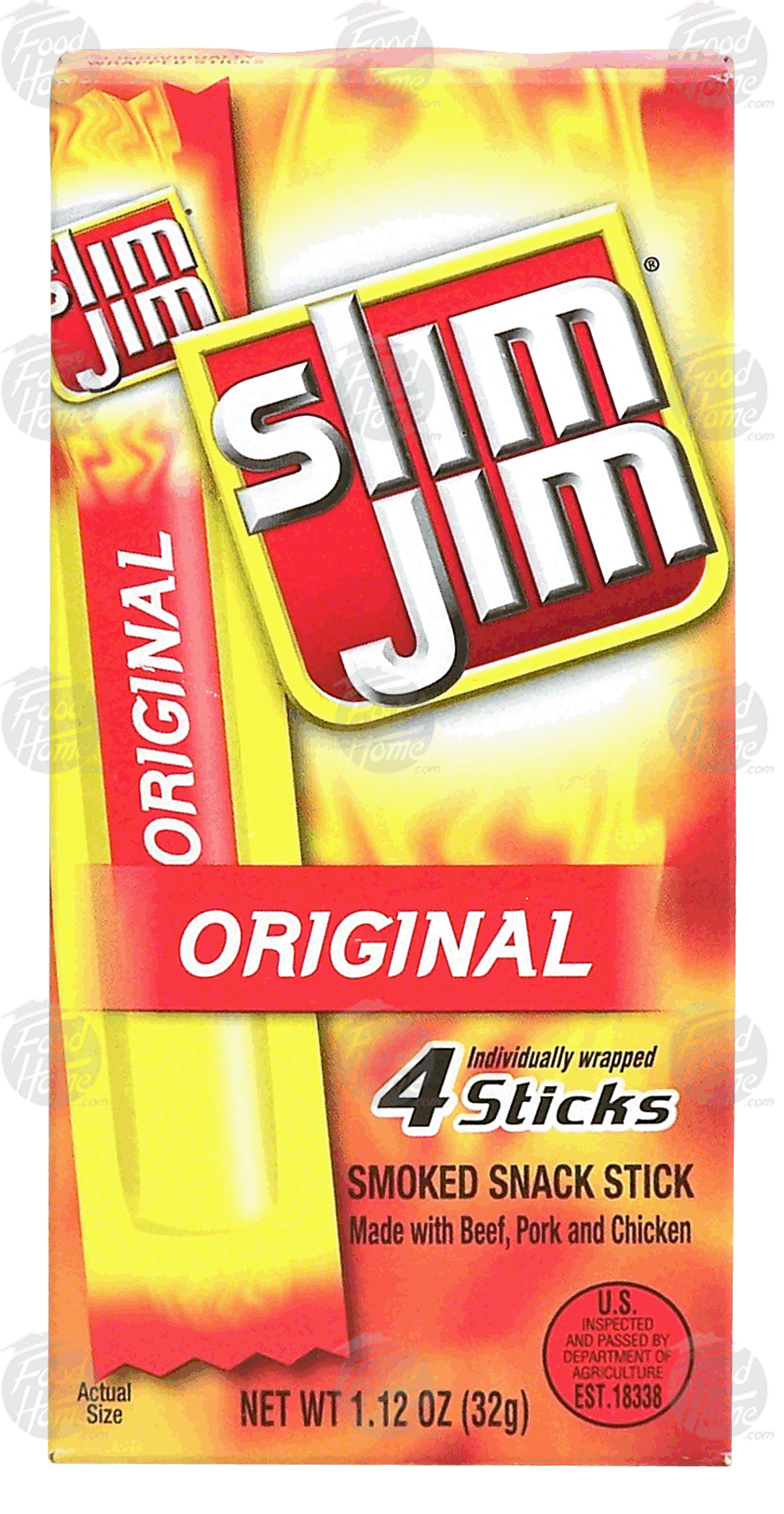 Slim Jim&nbsp;&nbsp;original smoked snack stick, 4-sticks Full-Size Picture